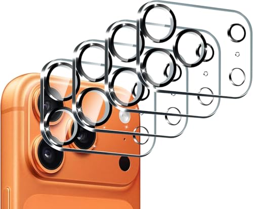 NEXVEU (PACK OF 4 Camera lens protector For IPHONE 17 PRO (CLEAR) UHD 9H Glass, Drop & Scratch Resistant, Waterproof, Case Friendly, Removable, Heavy Duty Camera Protector.