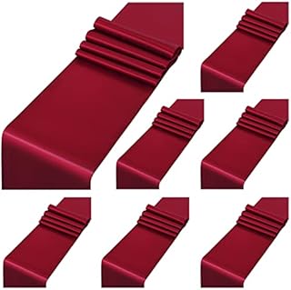6 Pack Satin Table Runner 12x108 inch Burgundy Silk Table Runner Romantic Wedding Table Runners for Rectangle Round Tables Wedding Birthday Party Bridal Baby Shower Table Decoration