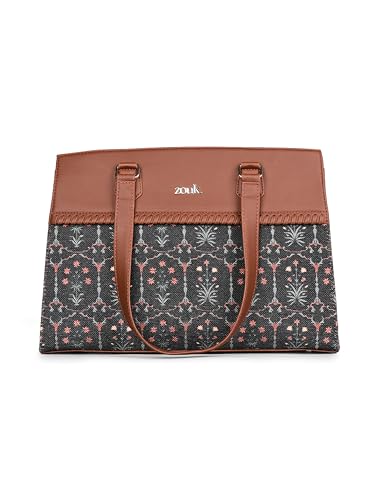 ZOUK Statement Business Bag | Stylish Handbag for Women Office Use | Tote Bags for Woman | Fits 14 Inch Laptop | Water-Resistant | Big Size | Aesthetic Purse | Taj Guldasta