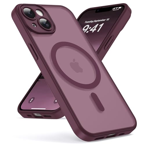 Oududianzi Magnetica Cover per iPhone 14 Magsafe Case, Bordeaux