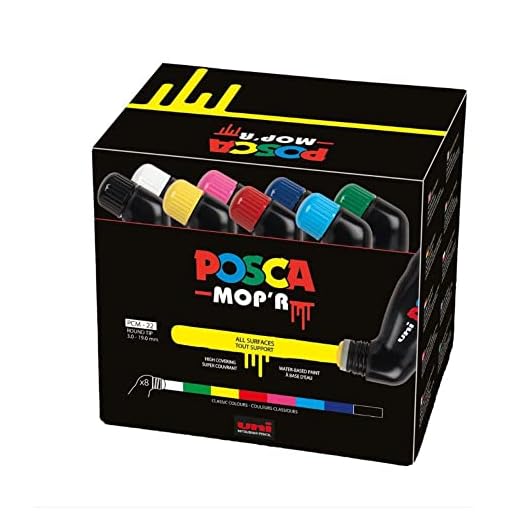 Posca - Marcador Mop'R Pcm-22, Juego De 8, Punta De Sello Redonda 3-19 Mm, Forma Ergonómica