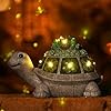 Turtle solar outdoor light garden statue with cloverdecoration for patioyardlawngifts for women mom grandma  urban country home decor