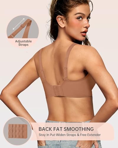 Image of OEAK Womens Deep V Bras Wireless Comfortable Bra Supportive No Underwire Bras Tshirt Push Up Bralettes Plunge Seamless Bra