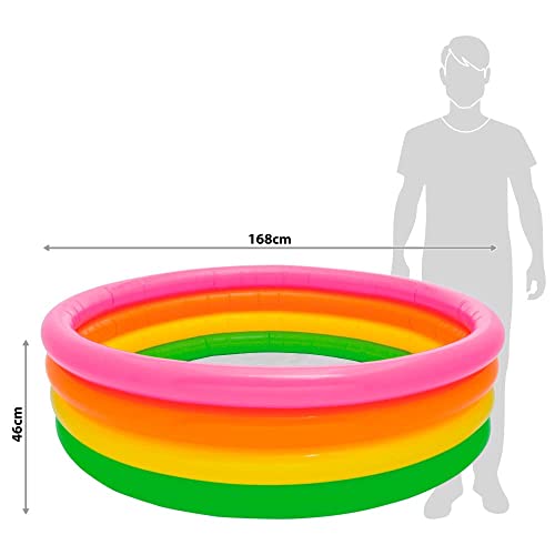 Image of LONGMIRE 6 Ft Round Swimming Pool for Kids with Air Pump | Inflatable Sunset Glow Round Colourful Ring Baby Pool Portable Baby Bath tub | 0-5 Years | Indoor & Outdoor (Multi Color)