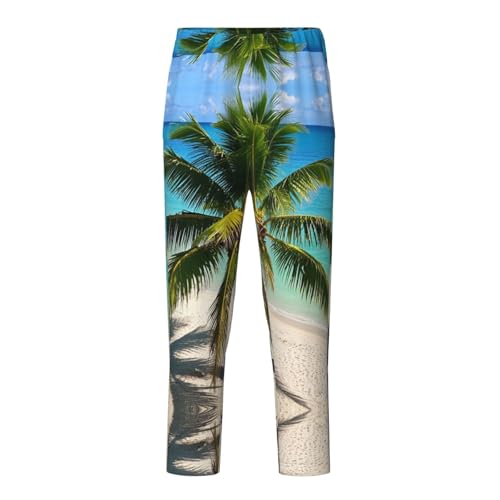 Pajama Pants Pajama Bottoms with Elastic Waistband Sleepwear Lounge Pants, Summer Beach Palm Tree