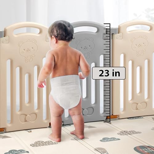 Image of UANLAUO 2 Panels Foldable Baby Playpen Play Yard, Durable Panels for Secure Play Areas