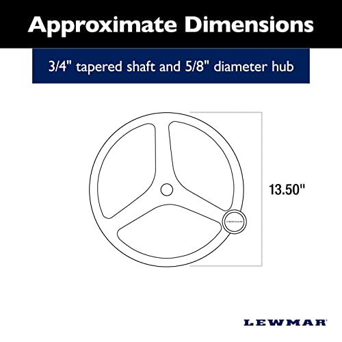 Image of Lewmar Power Grip Boat Steering Wheel with 5 /8 inch Welded Nut - 13.5 inch Diameter, Weather-Resistant Black Cast Stainless Steel, Professional Knob with Ergonomic Finger Grips