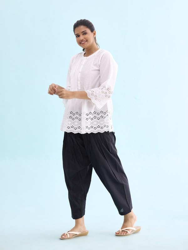 Image of GO COLORS Soft Cotton Salwar for Women | Relaxed Fit, Mid Rise, Ankle Length, Drawstrings