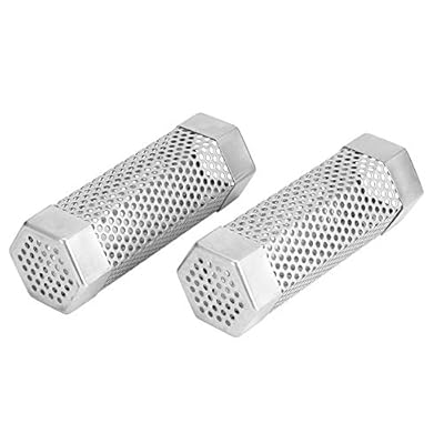 Premium Pellet Smoker Tube 2Pcs BBQ Grill Mesh Tube Pellets Smoke Box 6in Stainless Steel Barbecue Accessory for Any Grill or Smoker Hot Cold Smoking (Hexagonal)