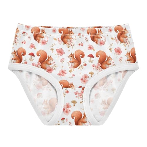 Girls Underwear Soft Cotton Squirrel Flower Kids Panties in Sizes 2/3t, 4t, 5t, 6 and 8