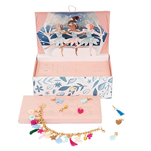 Image of Meri Meri Winter Ballerina Charm Bracelet Advent Calendar (Pack of 1), Advent Calendar For Girls, Ages 8+, 6.875 inch x 2.375 inch x 4.375 inch, Christmas Countdown Calendar, Jewelry Box