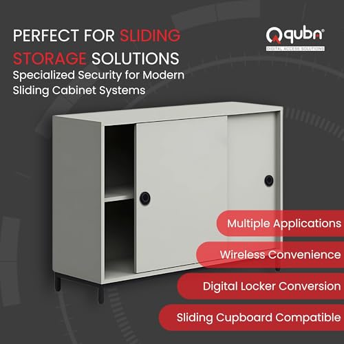 Image of Quba QS-004-FSLB Smart Furniture Lock (Jet Black)-Fingerprint & Samrt APPL Unlock-Biometric-Lock for Sliding Cabinet, Wardrobes-Office Sliding Panels & Cabinets, Home Almirah-2 Year Warranty