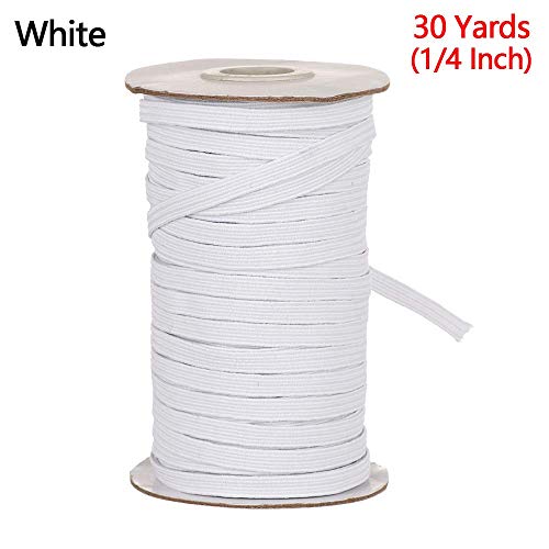 Genenic 1/4 Inch Elastic Bands for Sewing, White Black Elastic String Cord, Soft Handmade Making Crafts Elastic Stretch Rope (30yards, White) - Thumbnail 3