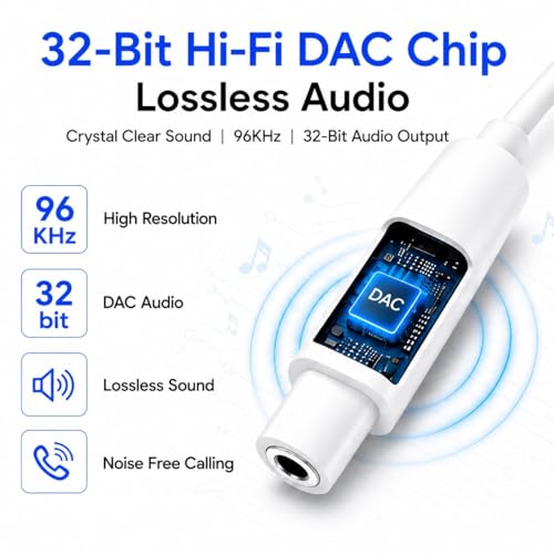 Image of Elebase Type C to 3.5 mm Audio Jack Connector with DAC Headphone Converter Adapter Compatible with iPhone 15 Pro Max /15 Pro /15 Plus, Galaxy S23 /S22 /S21 /S208 & Other Type C Phones