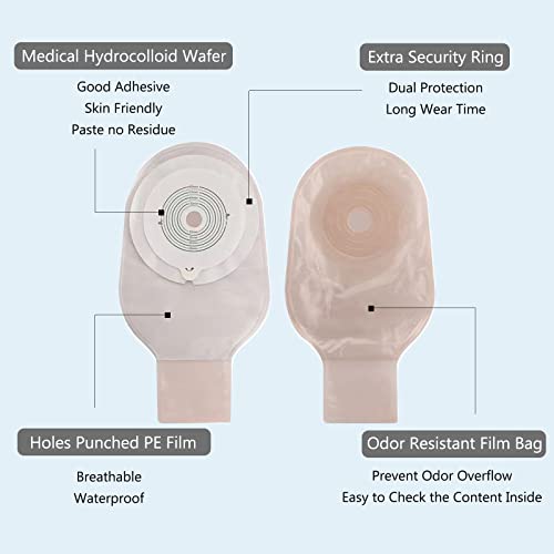Ximywrd One Piece Colostomy Bags, 10 Pcs Drainable Pouches With Clamp Closure, Ostomy Supplies For Ileostomy Urostomy Stoma Care, Cut To Fit Max 20-60Mm Film Lining #TOP1