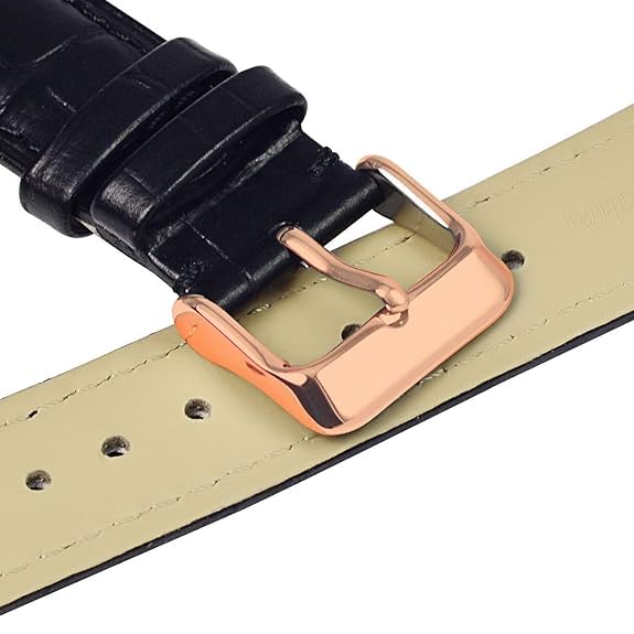 Image of 18mm 20mm 22mm 24mm 26mm 28mm 30mm 32mm Genuine Leather Black Brown Light Brown Blue Silver Rose Yellow Golden Silver Buckle Clasp Watch Band Strap for Men and Women