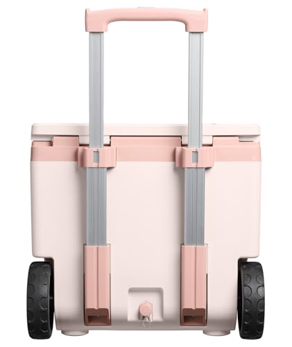 Image of Stanley Adventure Outdoor Cooler with Wheels 50 qt | Heavy Duty Outdoor Camping Cooler with Easy Carry Side Handles | BPA-Free | Rose Quartz