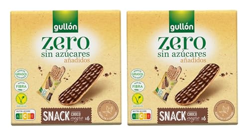 Gullon Zero | Zuckerfreier Snack | Kekse mit dunkler Schokolade | 2 Packungen à 150 g