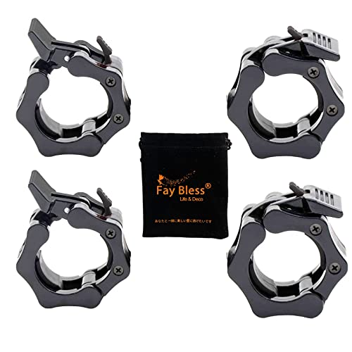 Lot de 4 colliers de serrage pour barre d'haltérophilie à libération rapide 50 mm (Noir) Cover