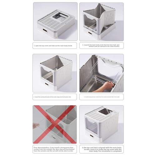Caja de arena plegable para gatos Luqeeg, acero inoxidable miniatura 4