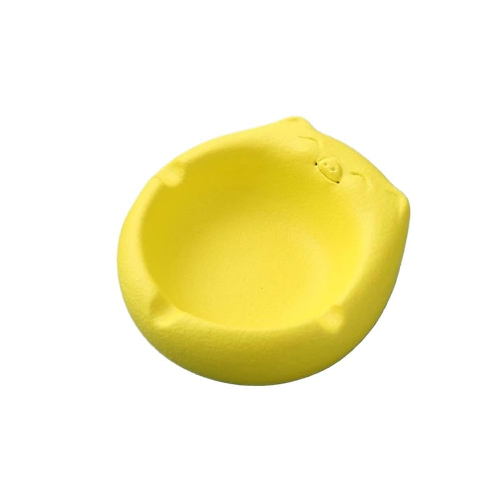Indoor Decorative Ceramic Ashtray Portable Desktop for Offices Restaurants Balcony Outside Gardens Hotels for Desktop(Yellow)