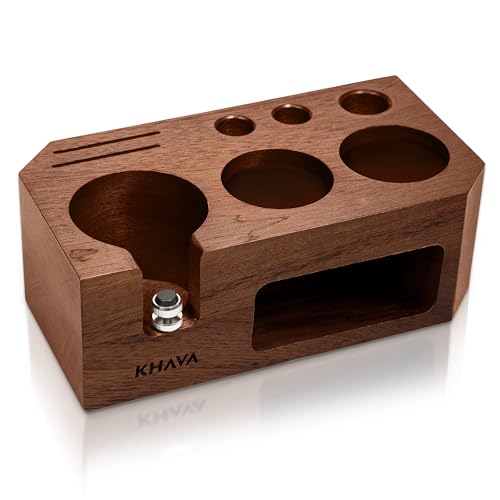 Comparison: Best Espresso Tamping Station 11 KHAVA Espresso Tamping Station | Wooden Coffee Tamper Station 51-54 mm | Espresso Organizer & Portafilter Holder | Coffee Station Organizer for Countertop | Espresso Accessories for Coffee Bar, Brown