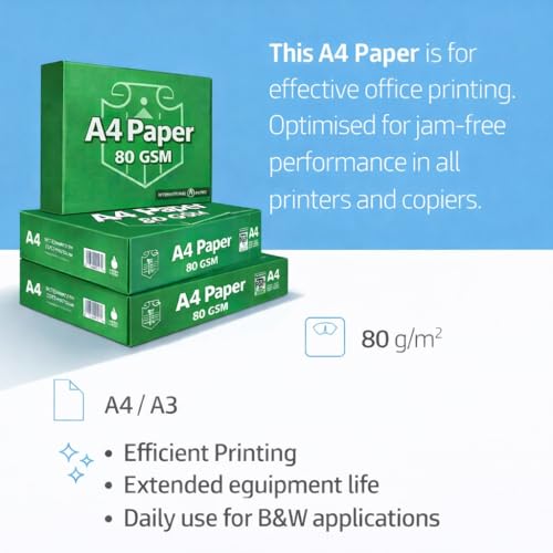 Image of A4 Paper 80 GSM, White, 500 Sheets, Pack of 2