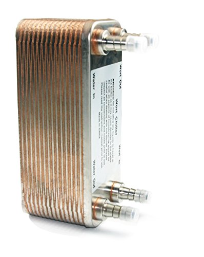 Brazed 30-Plate Heat Exchanger and Wort Chiller - Gas Type Fitting 12.8mm - Copper Brazed Wort Chiller - Stainless Steel Beer Chiller
