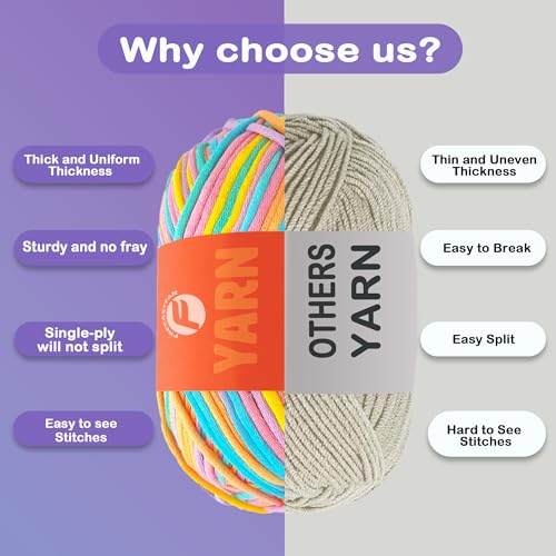 Freeasyfar FFR-NB001 3.5Oz/120 Yds Beginner Easy Yarn, Crochet & Knitting Yarn For Beginners With Easy-To-See Stitches, Worsted-Weight Medium #4;Cotton Blend Yarn For Amigurumi Diy thumb #2