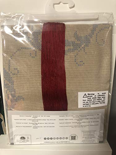 Image of Vervaco Cross Stitch Tablecloth Kit Red Decoration 32 inch x 32 inch