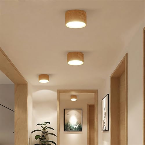 Downlight LED de superficie con acabado grano de madera lámpara de techo circular 100mm 5