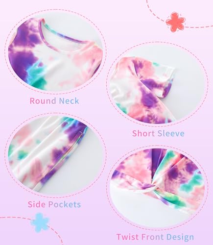Image of Girls Clothing Sets Tie Dye Twist Front Tops & Sweatpants Outfits Sportwear Sweatsuits Tracksuits Purple 5-6 Years
