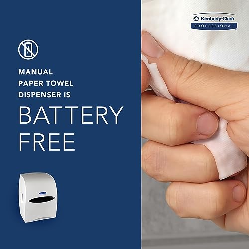 Image of Kimberly-Clark Professional Manual Hard Roll Paper Towel Dispenser (09991) | White, Wall Mounted, Compatible with Universal 1.5 inch Core Towels