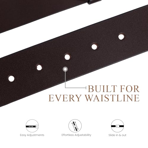 Image of Genuine Leather Belt for Men Formal & Casual Wear - Belts for Men Leather Original, Durable Buckle - Belt for Man - Gift for Husband, Father, Friend