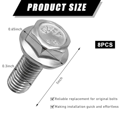 Image of Kewucn 8 PCS Car Top Front Skid Plate Bolts, 304 Stainless Steel 12mm Hex Head Auto Skid Plate Bolts Compatible with 4Runner Tocoma FJ Tundra Sequoia Land Cruiser, Car Accessories