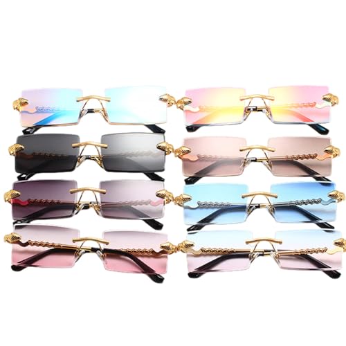 Rimless Rectangular Sunglasses Men Women Fashion Vintage Gradient Shades Women Luxury Eyewear2