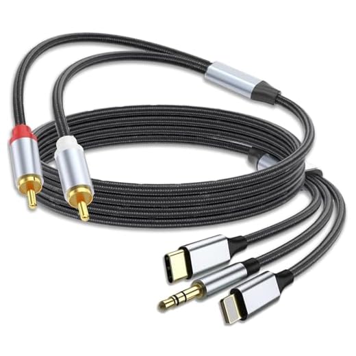 BOBOPACK Cable Audio Digital Multipuerto Cable Multifunción con Interfaces USB-C, Light/ning, 3.5 mm y RCA para Dispositivos Multimedia, Altavoces y Carros