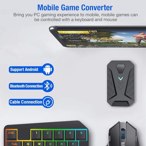 Image of 4 in 1 Mobile Game Combo Pack Pro with RGB Mini Gaming Keyboard & Mouse with Side Button, Gaming Adapter with Mobile Game Converter for Android (Wired+Wireless (APP Require))