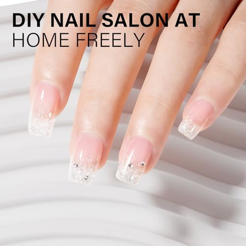 Aillsa Clear Builder Gel 7 In 1 Hard Gel Polish For Thickening Natural Nails Transparent Extension Gel Strengthener Gel Nail Polish Rhinestone Glue For Nail Art Base Coat Needed 0.51 Oz thumb #5