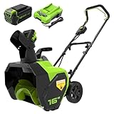 Greenworks 40V (75+ Compatible Tools) 16” Cordless Snow Blower, 5.0Ah Battery and Charger Included, SN40B410