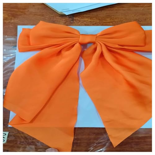 Hrlace Horquillas para el pelo con lazo grande de satén sedoso, cinta larga, pinzas para el pelo, pinzas francesas, accesorios para el cabello para fiestas, mujeres, niñas, regalo, boda, naranja claro