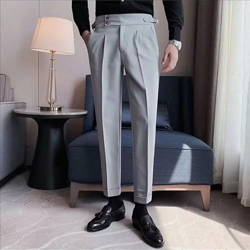 Men's Business Suit Pants Classic Fit Gurkha Casual Trousers Pleat Front Work Office Dress Pants2