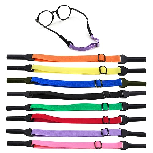 SKHAOVS 8 Piezas Correa Ajustable para Gafas para Adultos y niños,Correa Antideslizante,Correa para Retención Gafas Cinta deportiva para Gafas de sol y Deportivas (8 colores)