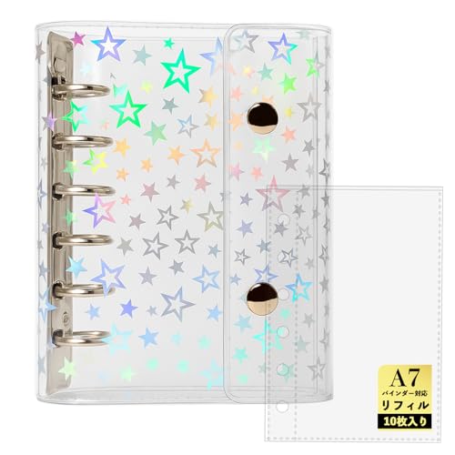 シール帳　完成品キーホルダー付き A7サイズ6穴手帳 Amazon.co.jp: Hueapion シール帳 透明 女の子 はがせる A7サイズ ミニ