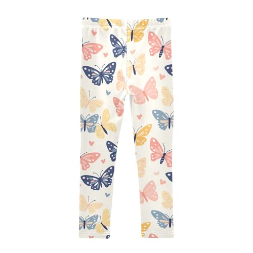 Pastel Butterfly Heatrs Cute Animal Girls Leggings Kids Yoga Pants Dance Active Tights 4T2