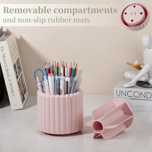 Image of Anyoifax 360 Rotating Pen Holder for Desk Removable Pencil Organizer, Pink