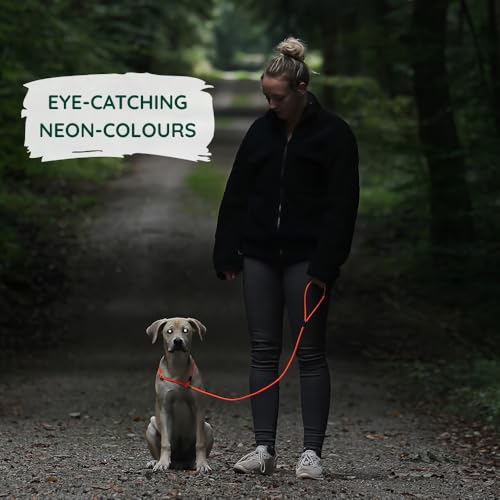 Romneys Moxon-Leine Biothane Neon Pro – handgefertigt in Deutschland, wasserfeste Trainings- & Jagdleine in Neon, robust & wetterfest, Länge 130 cm x 6 mm (Neon-Orange)