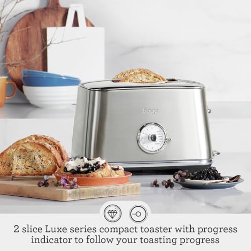 Sage - Toast Select Luxe - Compact 2-Slice Toaster - 6 Preset Settings, 1000 W, Variable Browning Level, LED Countdown Indicator - White, Brown, Grain, Fruit, Rye, Crumpet - Black Stainless Steel - Image 3