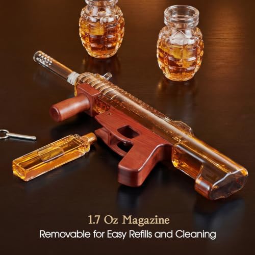 Image of Gifts for Men Dad, Kollea Gun Whiskey Decanter Set-Limited Edition, Liquor Decanter with Bullet Shot Glass, Cool Anniversary Birthday Gifts for Him Husband, Military Present for Home Bar Drinking