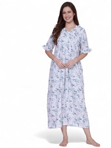 Image of OOMPH! Cotton Blend Nighty for Women's | Night Gown | Nighty | Nightdress | Maxi Dress | Sleepwear | Gown for Women | Nighties | Sleepwear